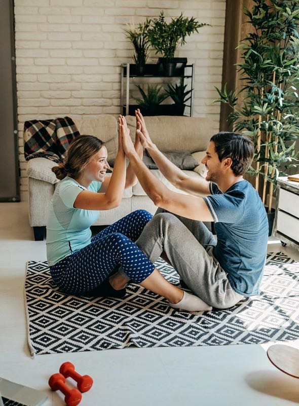 Couple Working Out Together at Home